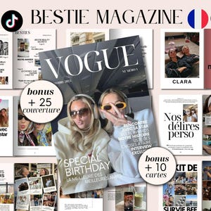 Magazine Vogue personnalisé meilleure amie Template Canva –  DIY Cadeau unique inspiré pour anniversaire - Souvenir numérique et imprimable