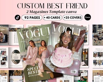 Plantilla personalizada de Canva para revista de mejores amigas: recuerdo estilo Vogue (descarga digital)