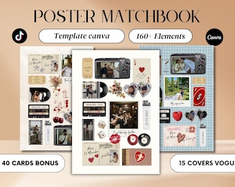 Plantilla de póster de caja de cerillas personalizada, regalo de aniversario (descarga digital)