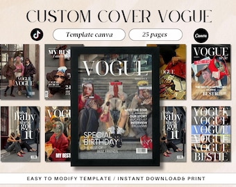 Plantilla de portada de Vogue personalizada: Regalo de portada de revista personalizada (descarga digital)