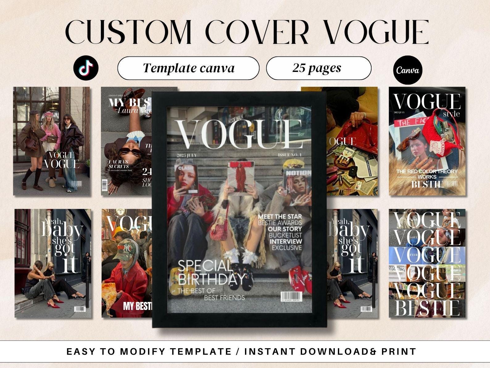 VOGE表紙キャンバスプリントアート Vogue cover prints - Etsy 日本