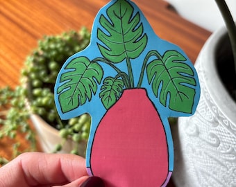 Monstera Pflanzenaufkleber - botanische Pflanze Aufkleber für Laptop & Wasserflasche, tropisches Geschenk, Zimmerpflanzengeschenk, Aufkleber