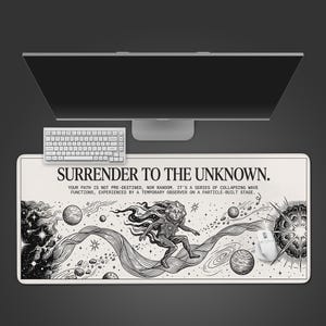 Quantum Surrender – Gaming Desk Mat, XL Mouse Pad, Cosmic Aesthetic Setup, Non-Slip Desk Pad, Unique Tech Gift