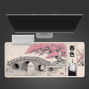 Sakura Comic Panels – Desk Mat, XL Mouse Pad, Japan Setup Aesthetic, Desk Protector, Gift for Anime Fan