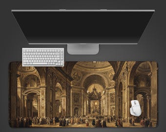 Renaissance Art Desk Mat – Golden Basilica, XL Mouse Pad