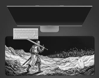 Templar Knight Last Stand – podkładka pod mysz gamingową, XL, Dark Academia, antypoślizgowa podkładka na biurko, prezent dla graczy