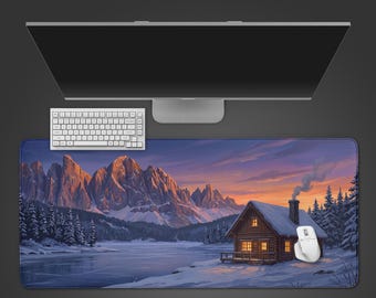 Cabin Retreat Desk Mat – XL Mouse Pad, Cozy Winter Aesthetic, Non-Slip Desk Pad, WFH Office Decor Gift