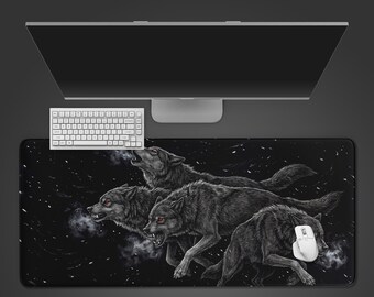 Relentless Wolf Pack – Gaming Desk Mat, XL Mouse Pad, Dark Gamer Aesthetic, Non-Slip Desk Pad, Gift for Him
