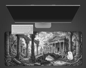 Timeless Ruins - Tapis de bureau, tapis de souris XL, espace de travail stoïque, sous-vêtement antidérapant, cadeau pour lui