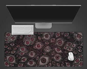Omniscient Abyss Eyes – Gaming Desk Mat, XL Horror Mouse Pad, Eldritch Aesthetic Desk Decor, Non-Slip Keyboard Mat, Gift for Gamers