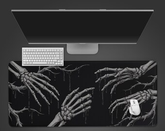 Memento Mori Skeleton – Gaming Desk Mat, XL Mouse Pad, Goth Desk Decor, Non-Slip Desk Pad, Unique Office Gift