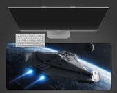 Sci-Fi Starship Desk Mat: Extended Gaming Mousepad, Orbit Command Center