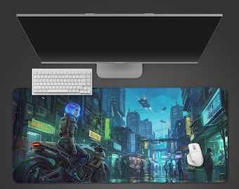 Urban Rebel – Gaming Desk Mat, XL Mouse Pad, Cyberpunk Setup Aesthetic, Non-Slip Desk Pad, Gift for Gamers