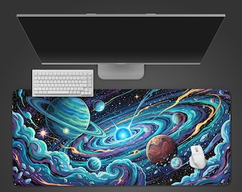 Orbital Chaos – Gaming Desk Mat, XL Mouse Pad, Cosmic Celestial Aesthetic, Large Keyboard Mat, Gift for Gamers