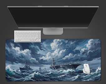 Iron Fleet Naval Battle – Gaming Desk Mat, XL Mouse Pad, Military Aesthetic, Non-Slip Desk Pad, Gift for Him