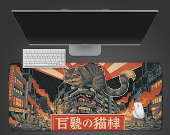 Podkładka pod mysz Catzilla Gaming Desk Mat: japońska podkładka pod mysz Monster Cat XXL
