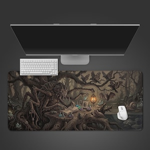 Arachnid Scholar Spider – XL Gaming Skrivbordsmatta, Arcane Musmatta, Dark Academia Dekor, Gotisk Skrivbordsmatta Skyddare, DnD-spelare Gåva