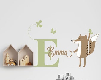 Fox and Custom Name Wall Decal