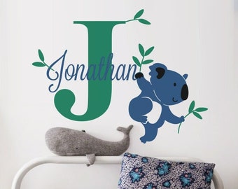 Koala with Personalized Name Wall Decal