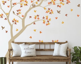 Maple Tree And Birds Wall Decal