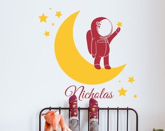 Crescent, Starts, Astronaut and Personalized Name Wall Decal