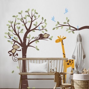 Monkeys and giraffe Nursery Kids Wall Decal