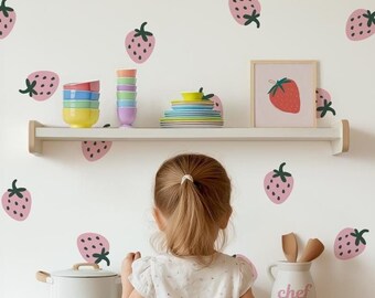 WandSticker4U®- [3 Hojas] Pegatinas Pared Infantiles FRESAS I Vinilo Adhesivo Pared Infantil Niña Y Niño