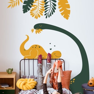 Dinosaurs With Jungle Leaves Wall Decal