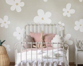 Daisy Flowers Wall Decal, Flowers Wall Decor, Floral Wall Decal, Girls Room Wall Decal, Baby Girls Nursery Wall Decal