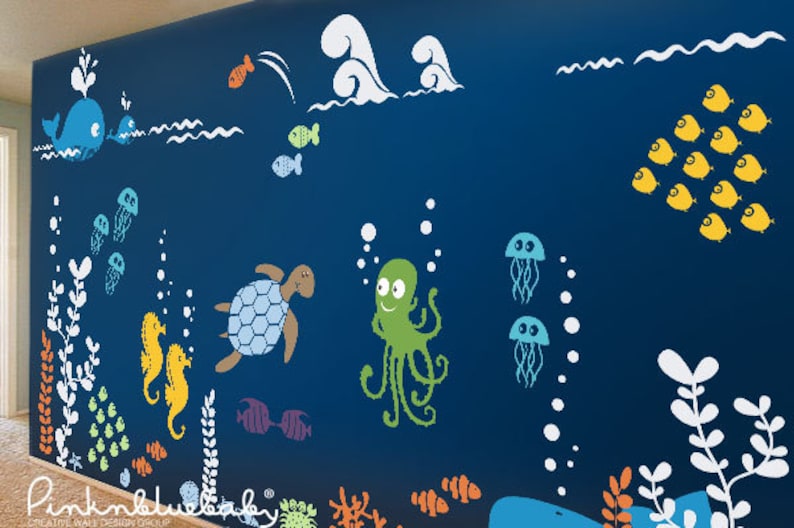 Underwater Playroom Wall Decals Kids & Nursery Wall Decor Etsy