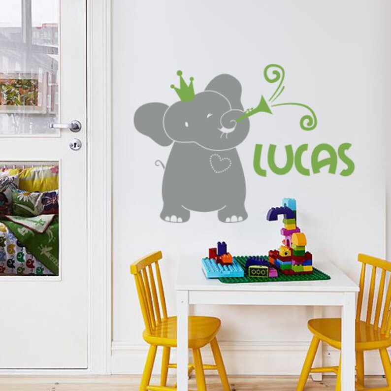 Nursery Wall Decals. Elephant With Custom Name Decal Kids Etsy