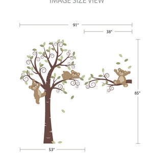 Bears and Swirly Tree, Nursery Wall Décor image 2