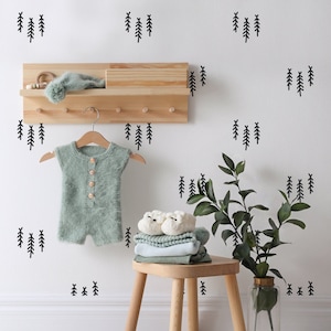 Pine Tree Forest Wall Decals: Woodland Nursery Decor for Kids&#39; Room, Scandinavian Camping Theme Decals