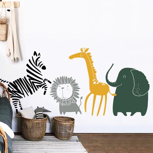 Safari Animals Wall Decal Etsy