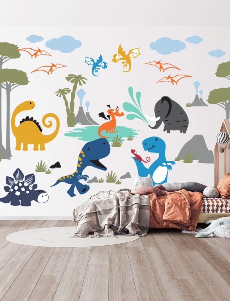 Wall Decal Dinosaur Nursery Kids Wall Decal Nursery Wall Etsy