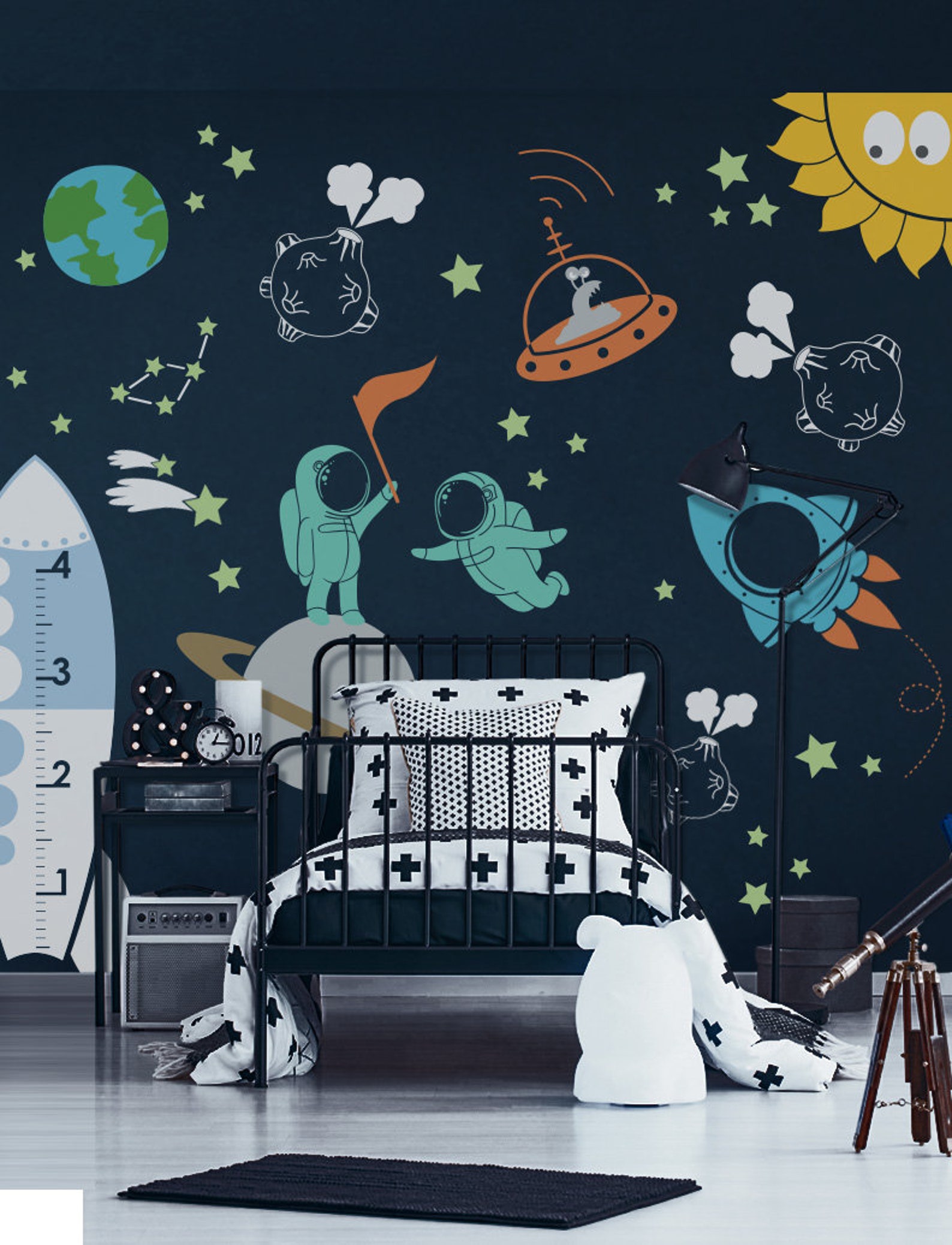 Space Wall Decal Kids Wall Decor Playroom Decals Etsy