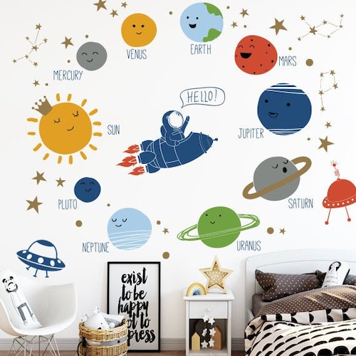 Space Solar System Removable Wall Decal Etsy