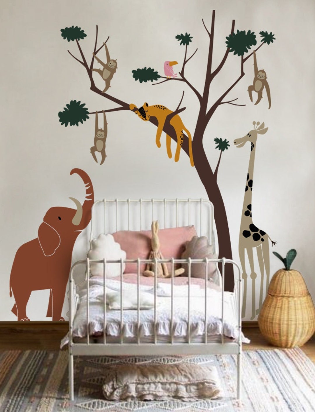 Safari Nursery Wall Decal: Jungle Animals & Tree Sticker - Etsy