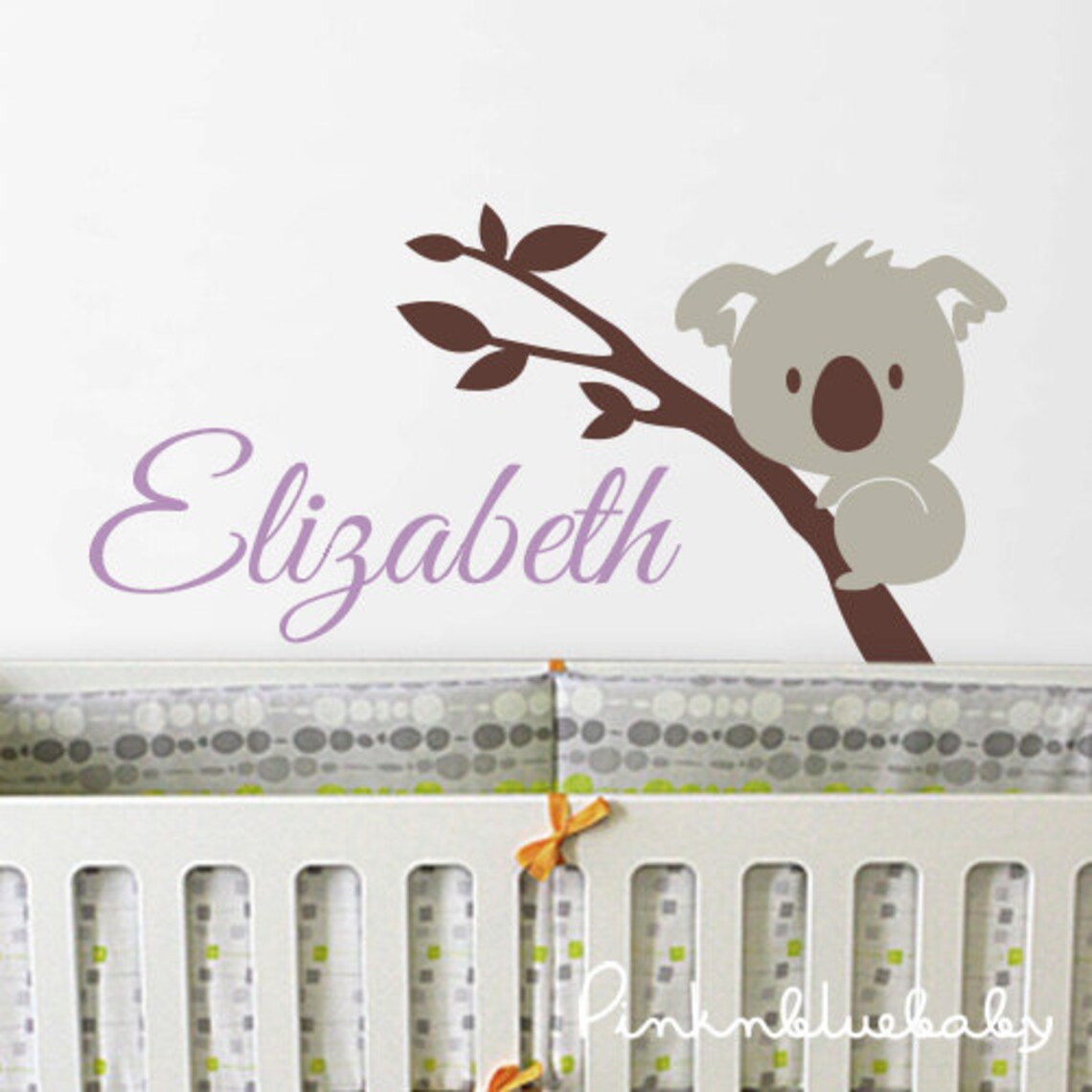 Koala With Custom Baby Name Decal Nursery Wall Sticker Decal Etsy