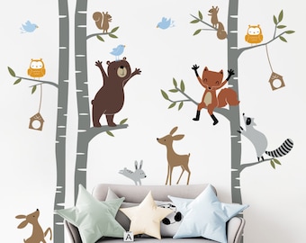 Forest Animals with Birch Trees No.3 Wall Decal