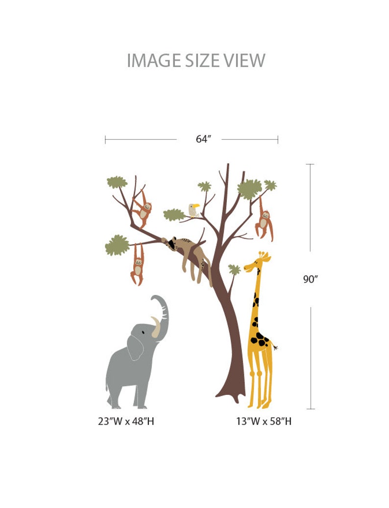 Safari Nursery Wall Decal: Jungle Animals & Tree Sticker - Etsy