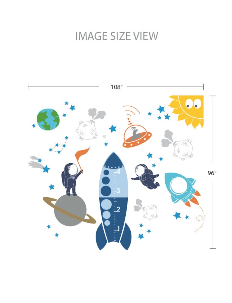 Space Wall Decal Kids Wall Decor Playroom Decals Etsy
