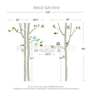 Birch Trees Wall Decal Owl Nursery Wall Decal image 3