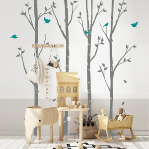 Birch Trees and Birds Wall Decal