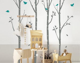 Birch Trees and Birds Wall Decal