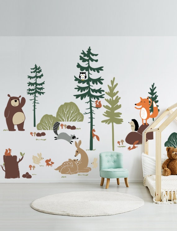 Woodland Animal Wall Decals: Forest Nursery Decor - Etsy