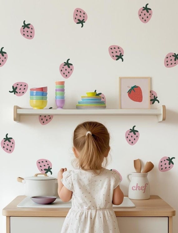 Wandtattoo Erdbeere – Selbstklebende Wanddeko Für Kinderzimmer & Wohnzimmer