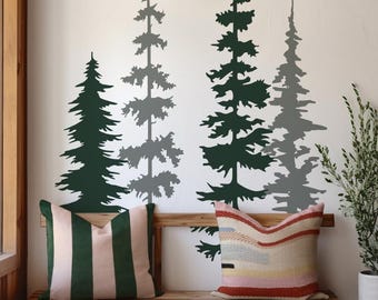 Pine Tree Wall Decal Set: Minimalist Nursery Decor