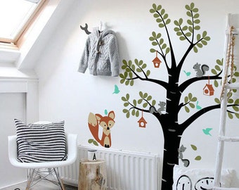 Tree With Fox and Birds - Kids Wall Decal