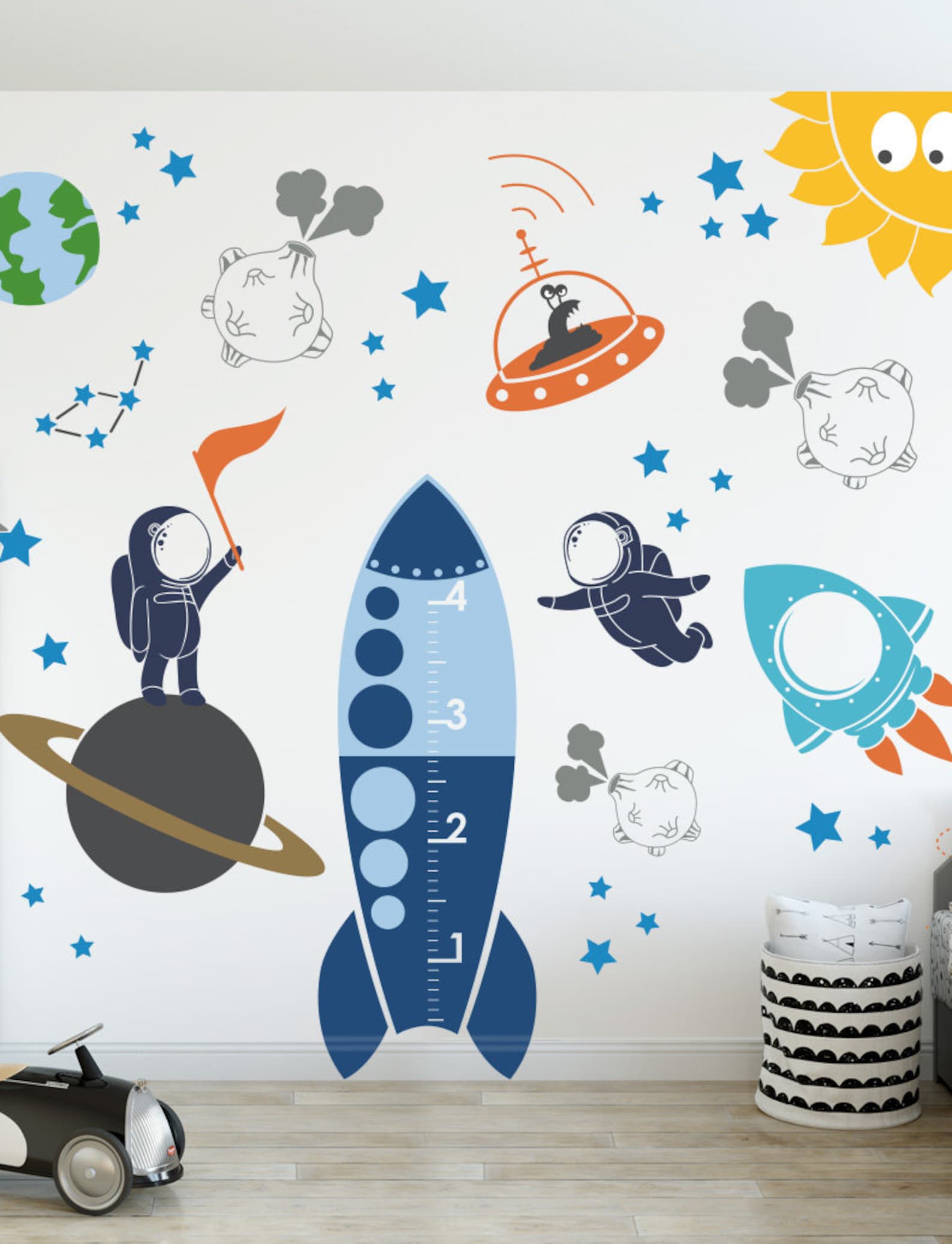 Space Wall Decal Kids Wall Decor Playroom Decals Etsy